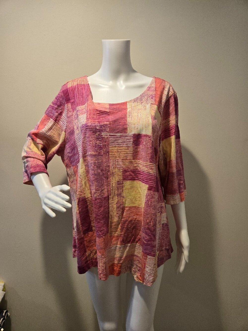 Habitat Printed 3/4 Sleeve Shirt Orange Pink XL
